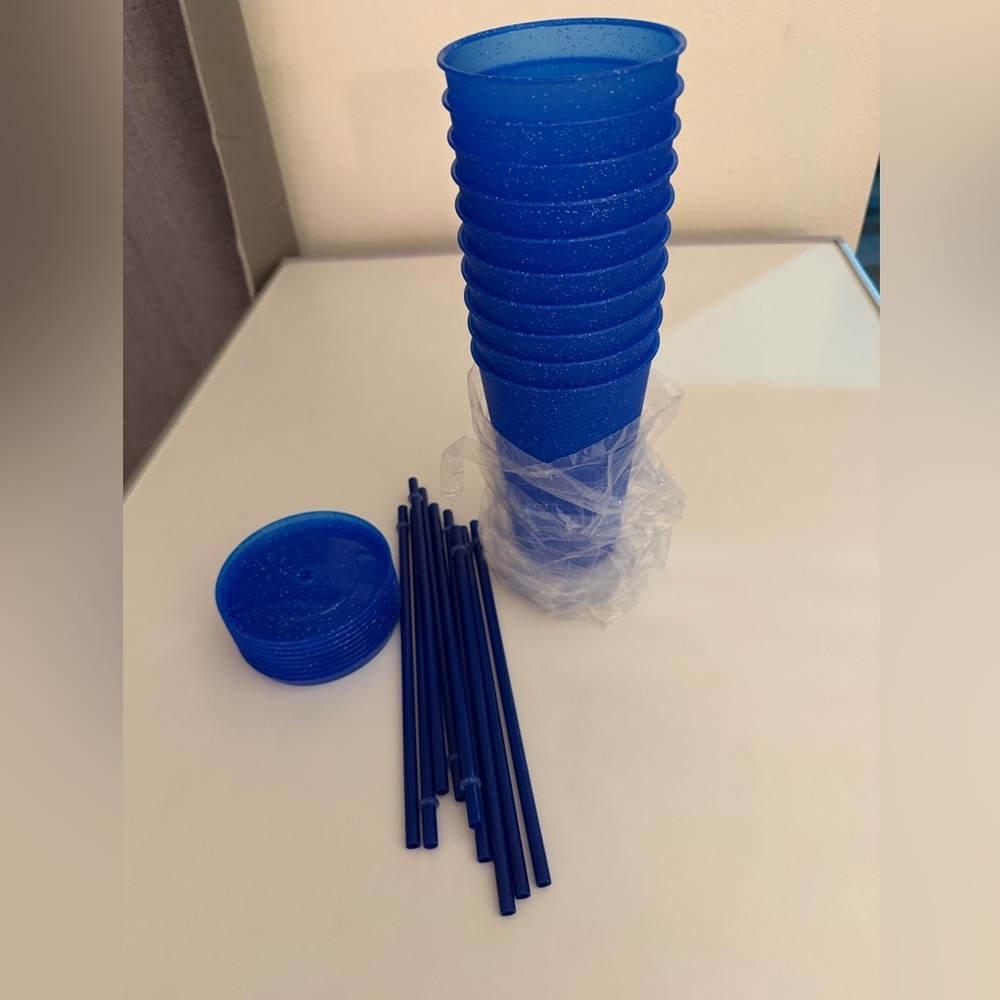 Blue Party Cups and Straws Set